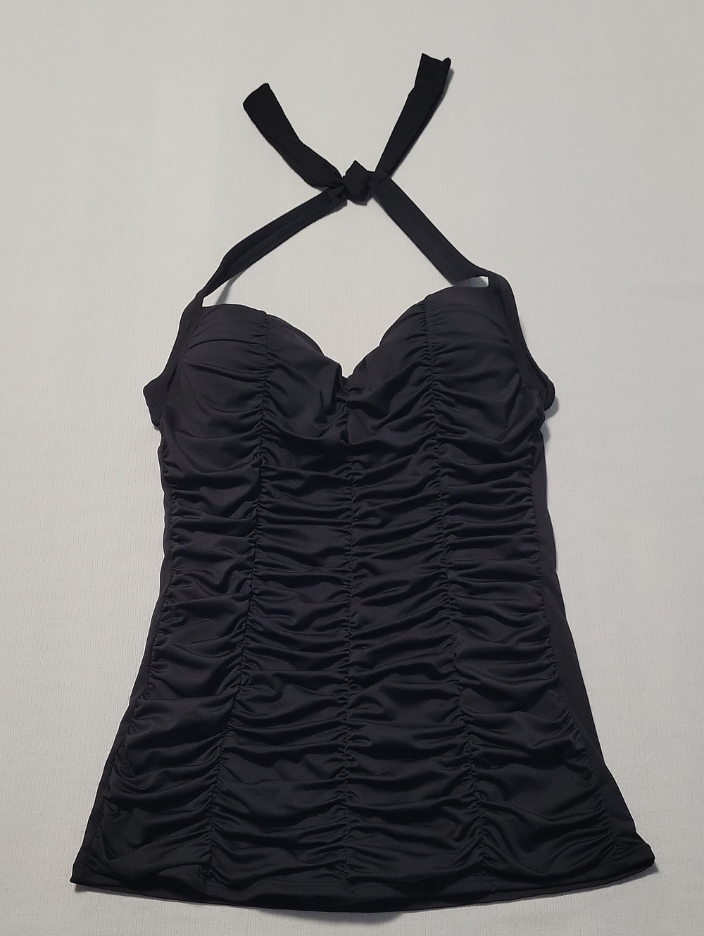 Black Halter Ruched Pin-up Swim Dress One Piece Size 12